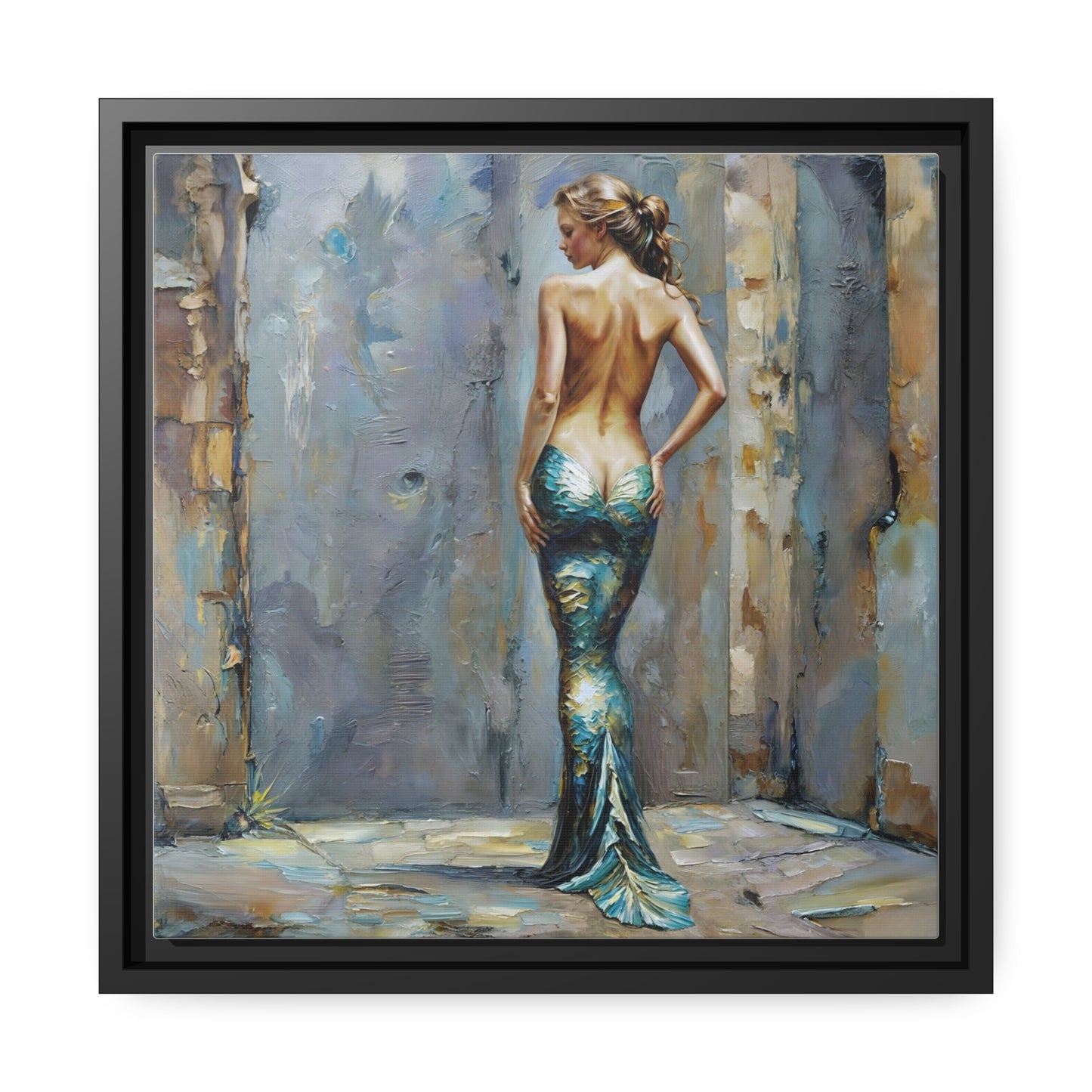 Mystique of the Urban Mermaid, Contemporary Mermaid Art Print, Enigmatic Siren of the Streets Canvas, Modern Mythical Beauty Wall Art