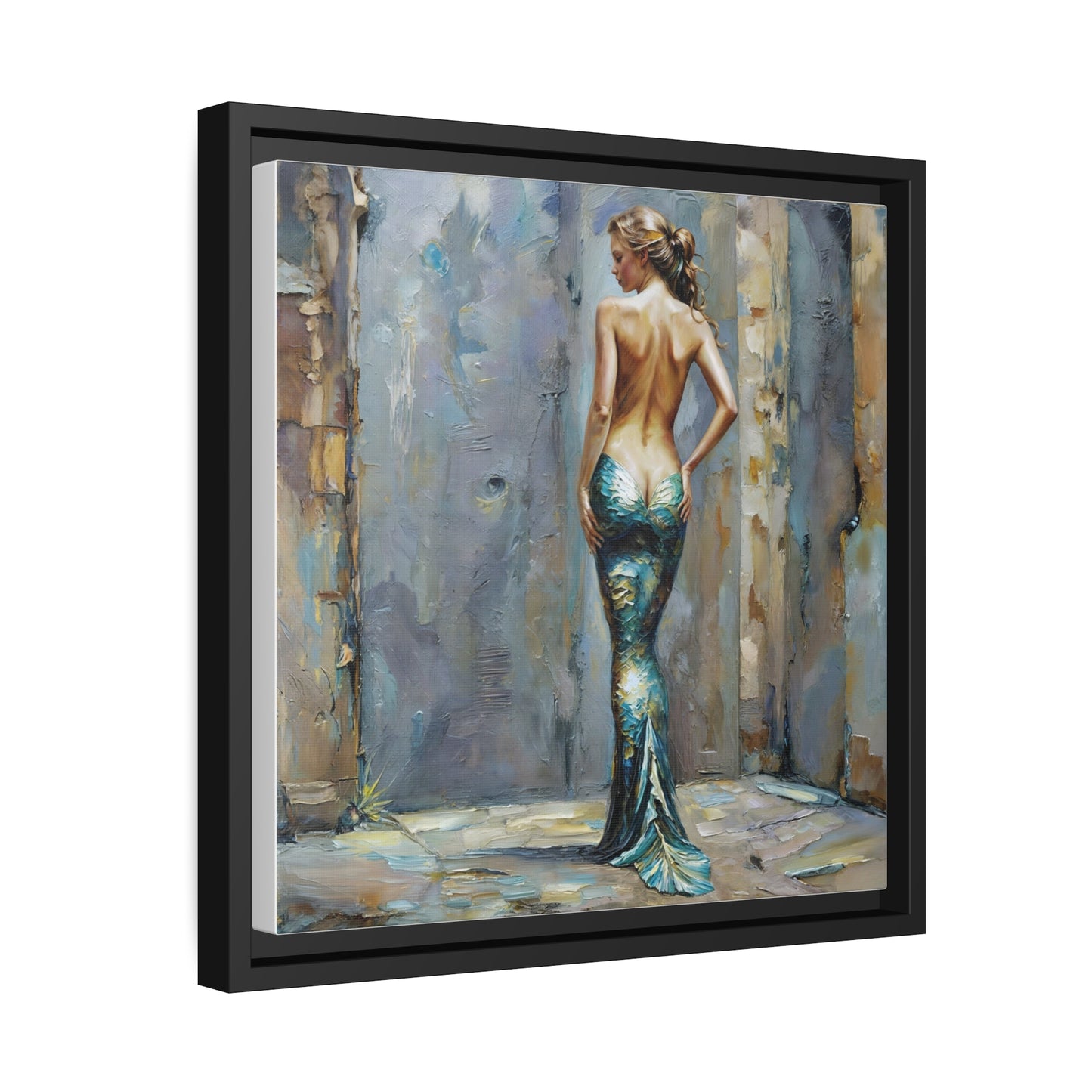 Mystique of the Urban Mermaid, Contemporary Mermaid Art Print, Enigmatic Siren of the Streets Canvas, Modern Mythical Beauty Wall Art