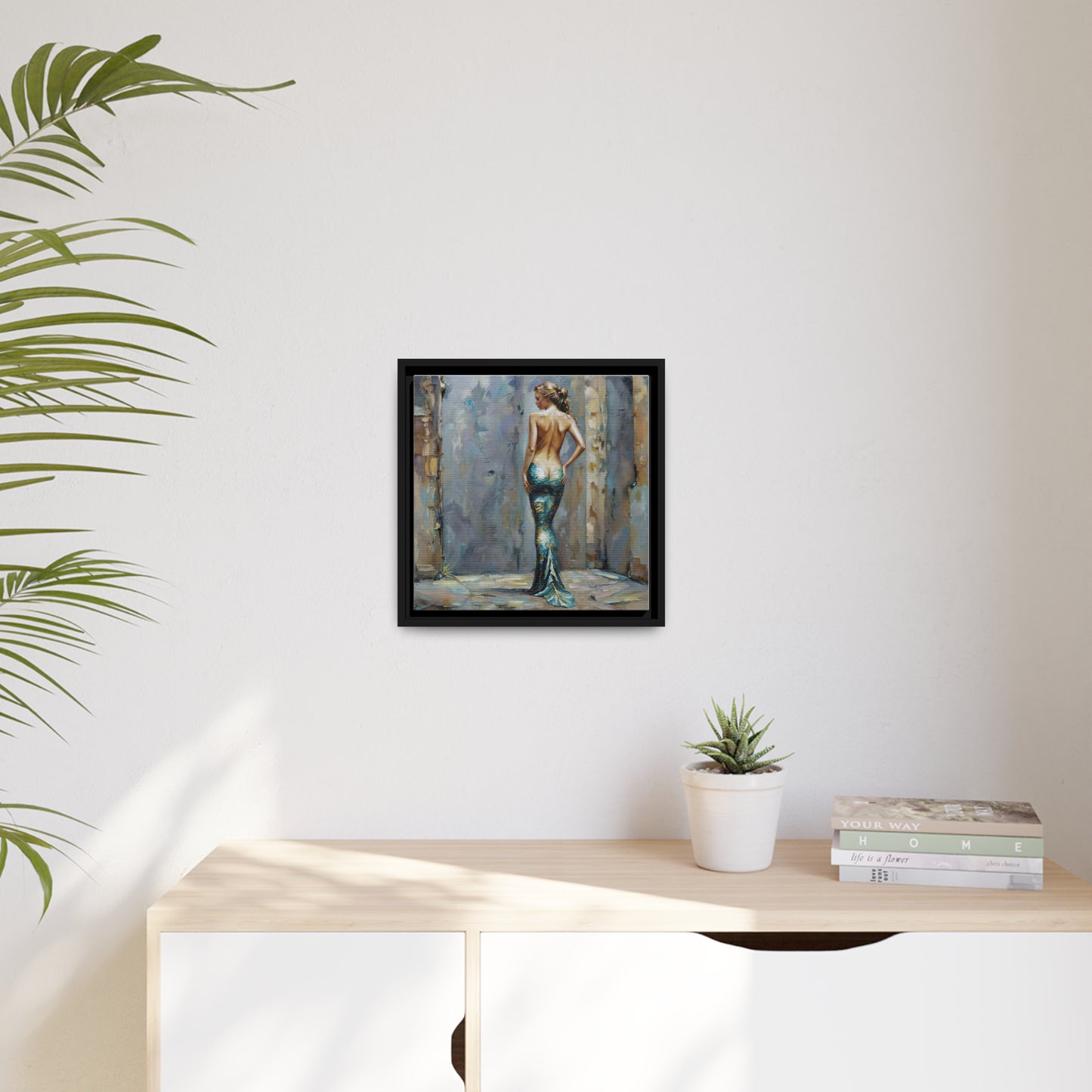 Mystique of the Urban Mermaid, Contemporary Mermaid Art Print, Enigmatic Siren of the Streets Canvas, Modern Mythical Beauty Wall Art