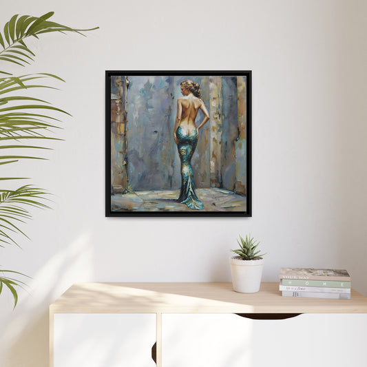 Mystique of the Urban Mermaid, Contemporary Mermaid Art Print, Enigmatic Siren of the Streets Canvas, Modern Mythical Beauty Wall Art