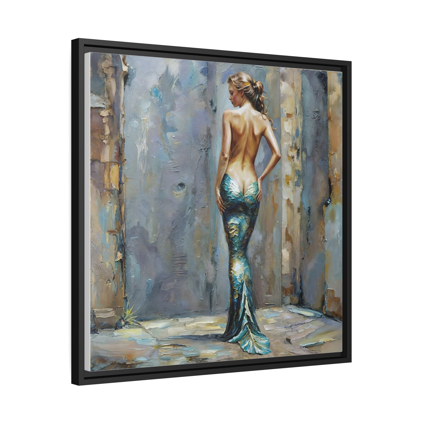 Mystique of the Urban Mermaid, Contemporary Mermaid Art Print, Enigmatic Siren of the Streets Canvas, Modern Mythical Beauty Wall Art