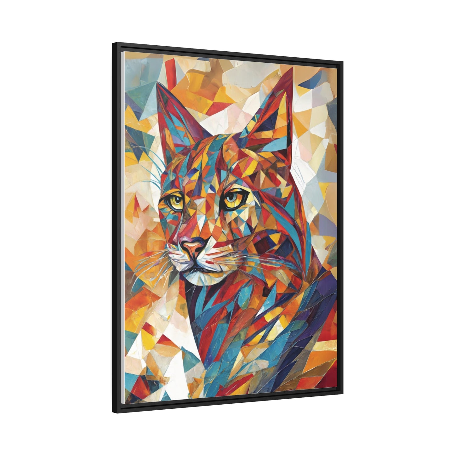 Vibrant Geometric Cat Canvas Print, Wall Art Canvas, Home Decor, Wall Decor, Wall Art, Abstract Art, Vibrant Colors, Cat artwork