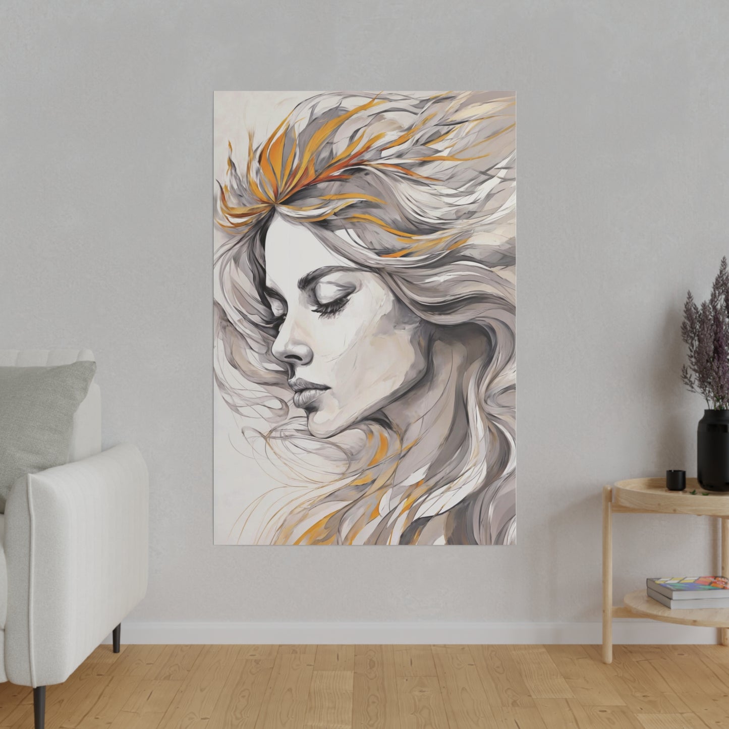 Windswept Reverie Wall Art Canvas, Home Decor, Wall Decor, Wall Art, Abstract Portrait, ModernWallDecor