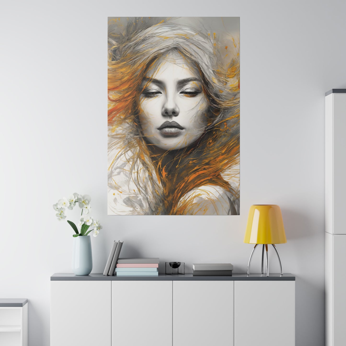 Fiery Whispers Wall Art Canvas, Home Decor, Wall Decor, Wall Art, Abstract Portrait, ModernWallDecor