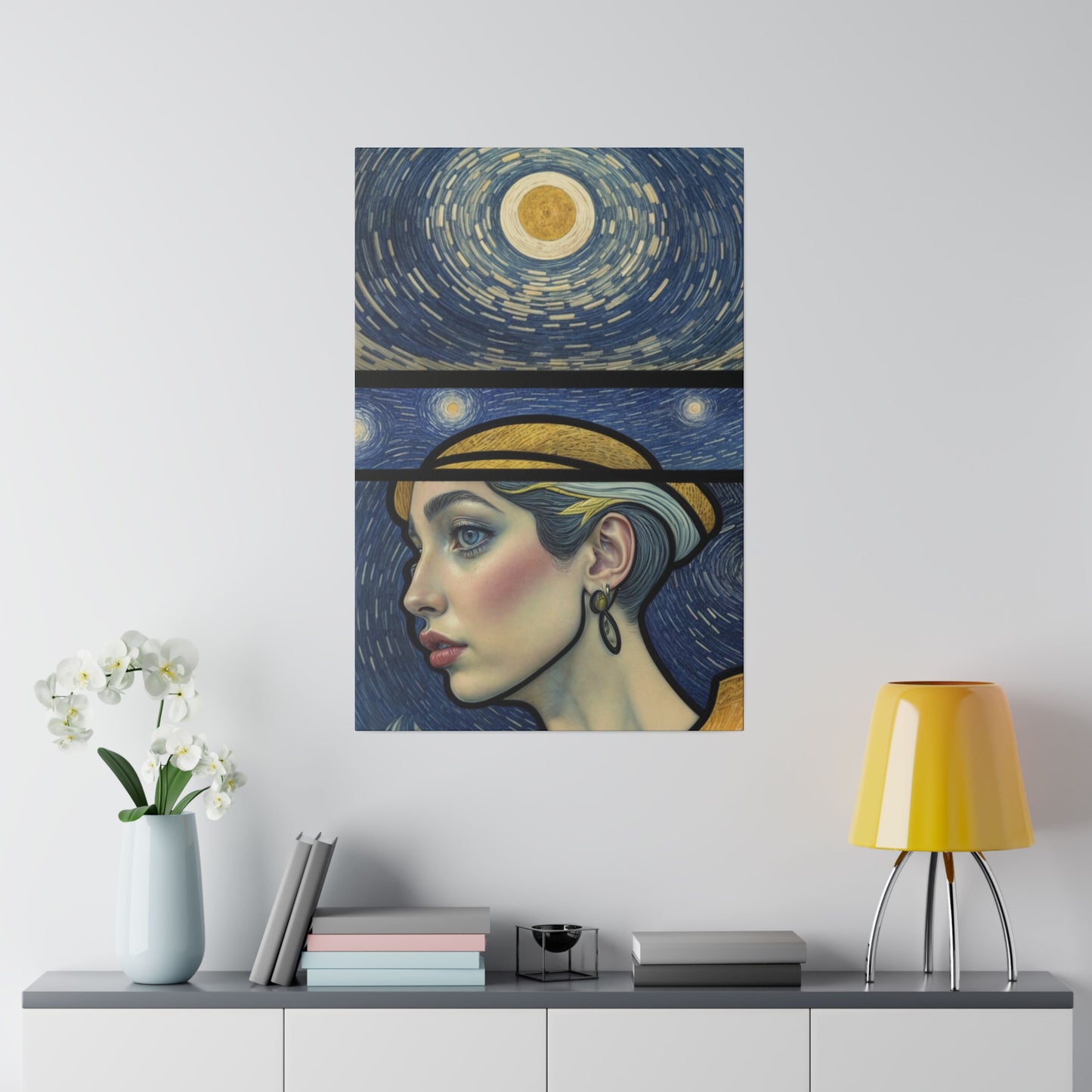 Starry Night Reverie Wall Art Canvas, Home Decor, Wall Decor, Wall Art, Fine Art Print, Surreal Art, Cosmic Scenery, Starry Night Inspired