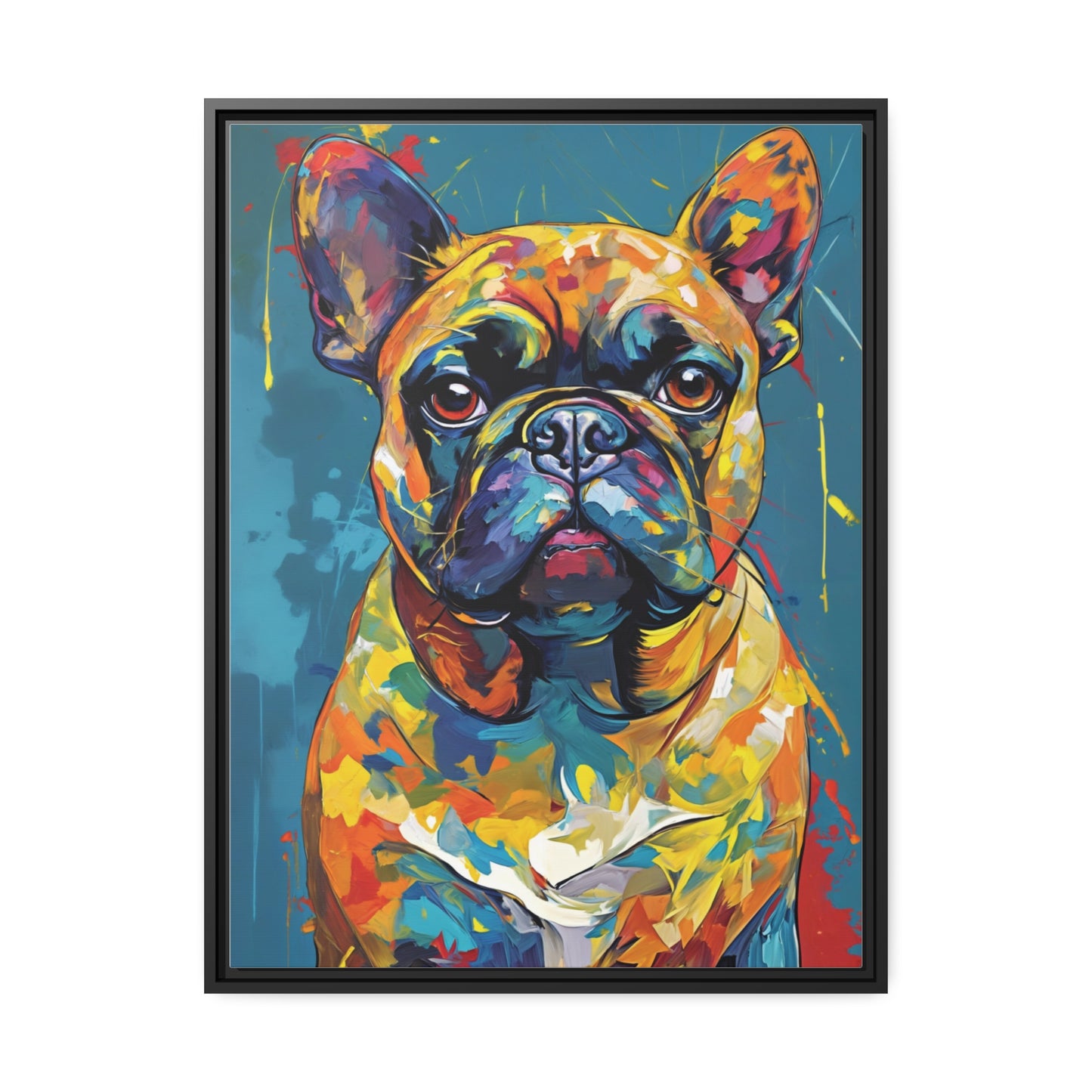 Vibrant French Bulldog Portrait Canvas Print, Wall Art Canvas, Home De Vibrant French Bulldog Portrait Canvas Print, Wall Art Canvas, Home De