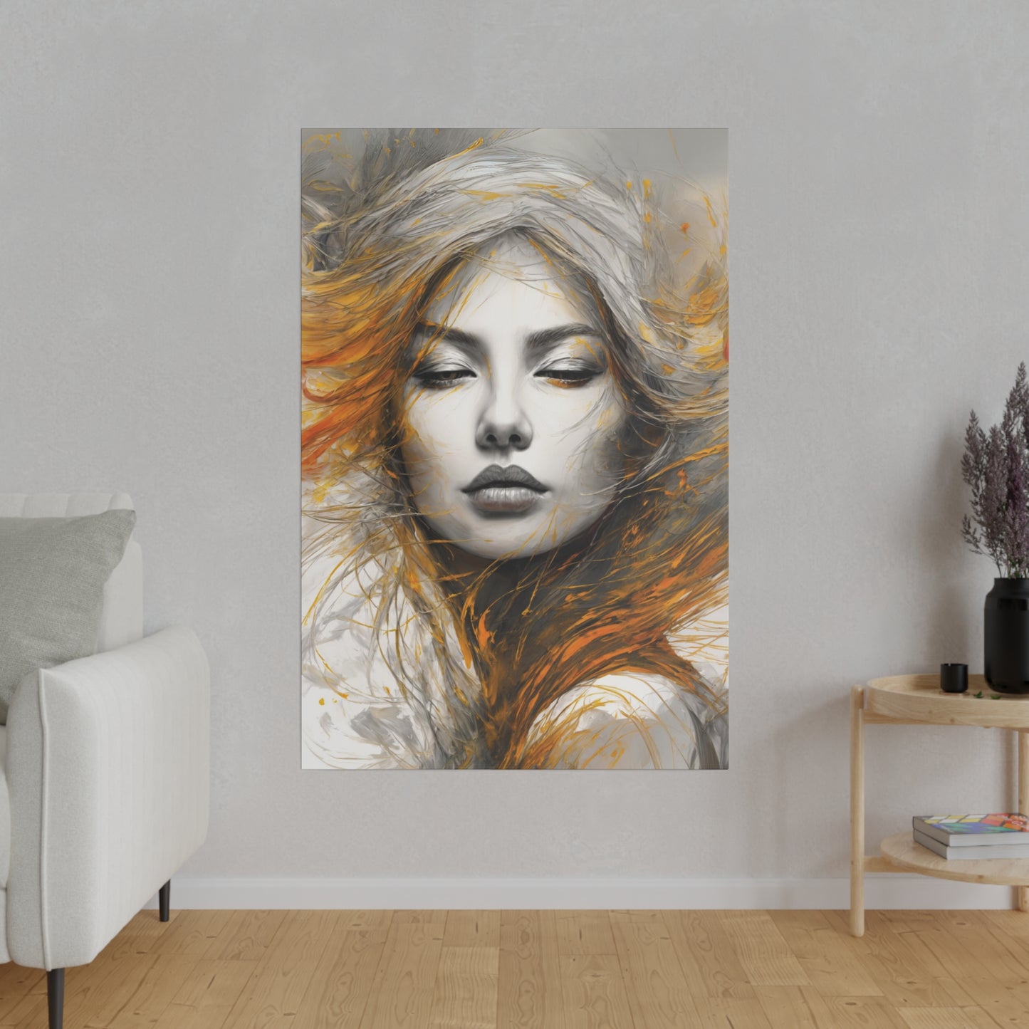 Fiery Whispers Wall Art Canvas, Home Decor, Wall Decor, Wall Art, Abstract Portrait, ModernWallDecor