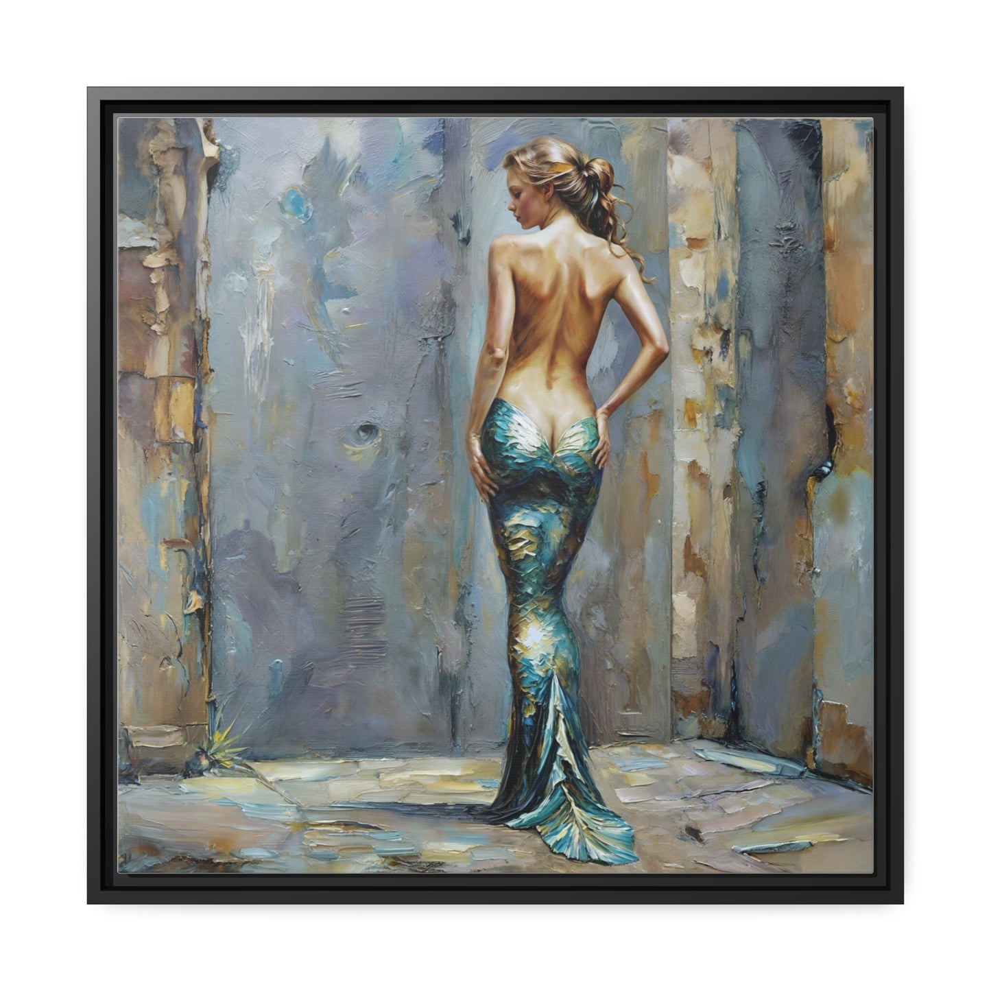 Mystique of the Urban Mermaid, Contemporary Mermaid Art Print, Enigmatic Siren of the Streets Canvas, Modern Mythical Beauty Wall Art