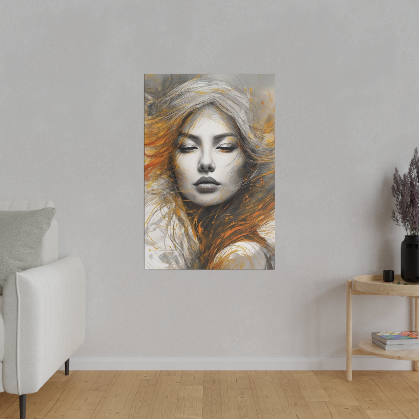 Fiery Whispers Wall Art Canvas, Home Decor, Wall Decor, Wall Art, Abstract Portrait, ModernWallDecor