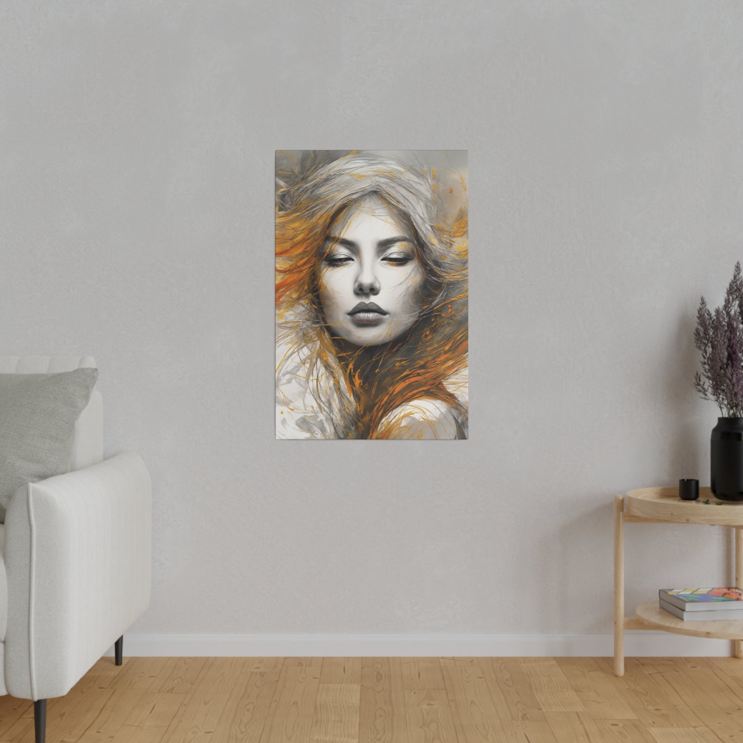 Fiery Whispers Wall Art Canvas, Home Decor, Wall Decor, Wall Art, Abstract Portrait, ModernWallDecor