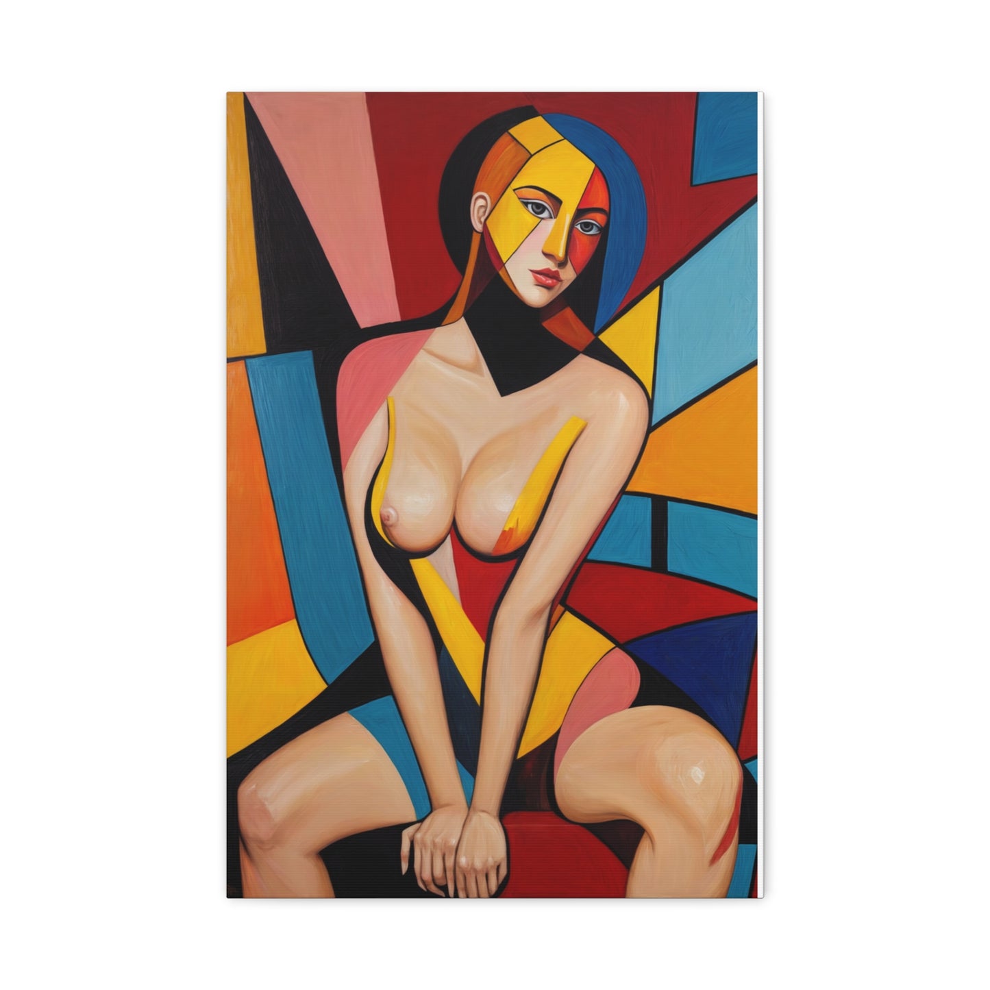 Sensual Cubist Woman Portrait – ArtCanSing Stretched Matte Canvas Print 16x24 | Soul Expression Art