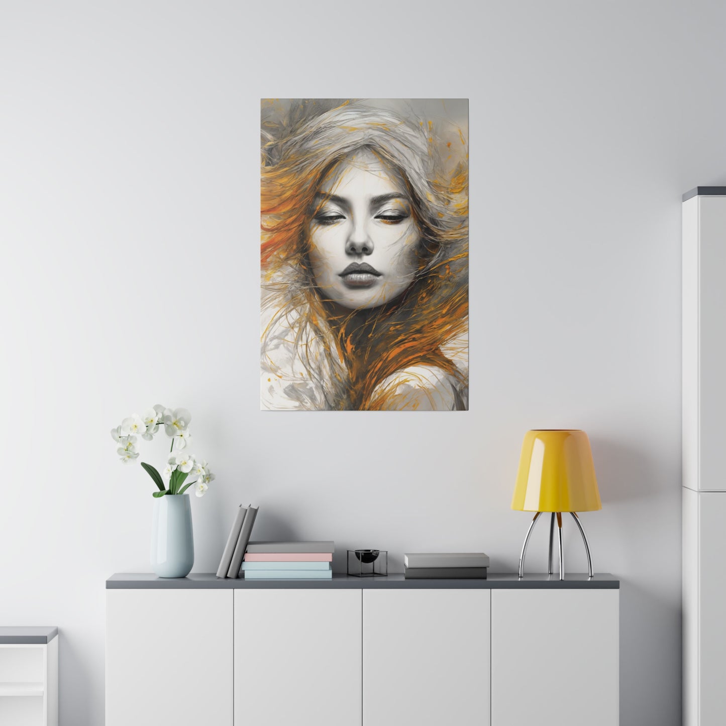 Fiery Whispers Wall Art Canvas, Home Decor, Wall Decor, Wall Art, Abstract Portrait, ModernWallDecor