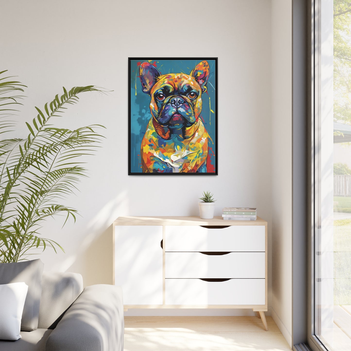 Vibrant French Bulldog Portrait Canvas Print, Wall Art Canvas, Home Decor, Colorful Dog Art, Frenchie Canvas, Pet Portraits