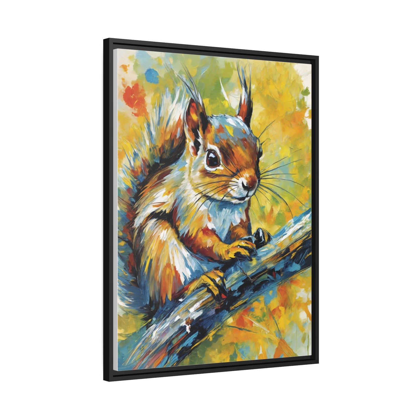 Radiant Squirrel in Motion Canvas Print, Wall Art Canvas, Home Decor, Colorful Squirrel Art, Woodland Creature Art
