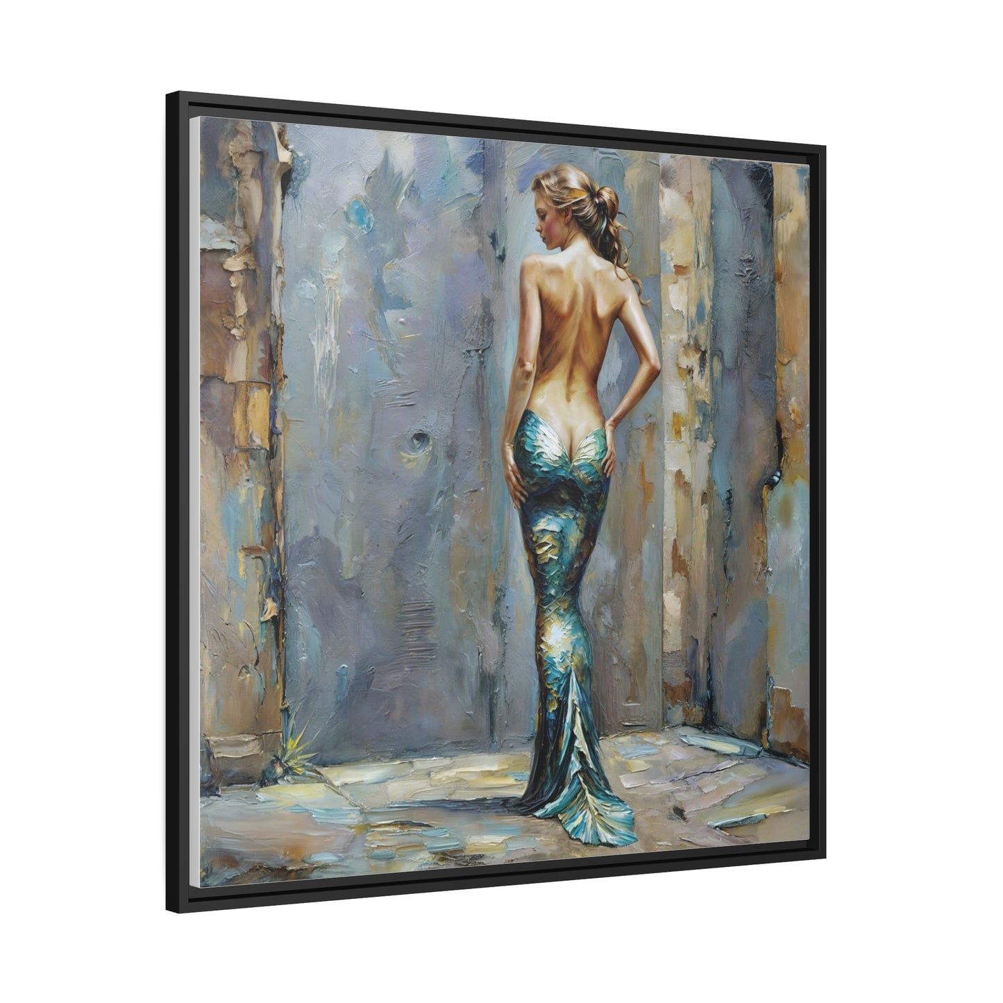 Mystique of the Urban Mermaid, Contemporary Mermaid Art Print, Enigmatic Siren of the Streets Canvas, Modern Mythical Beauty Wall Art