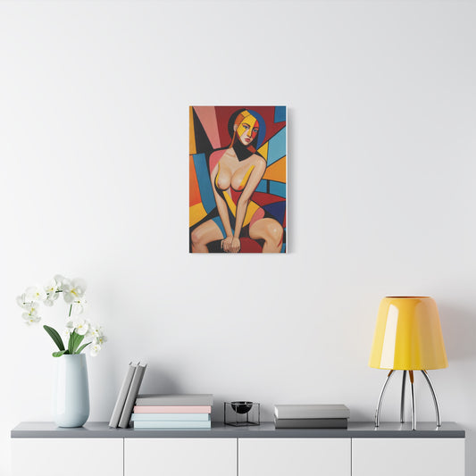 Sensual Cubist Woman Portrait – ArtCanSing Stretched Matte Canvas Print 16x24 | Soul Expression Art