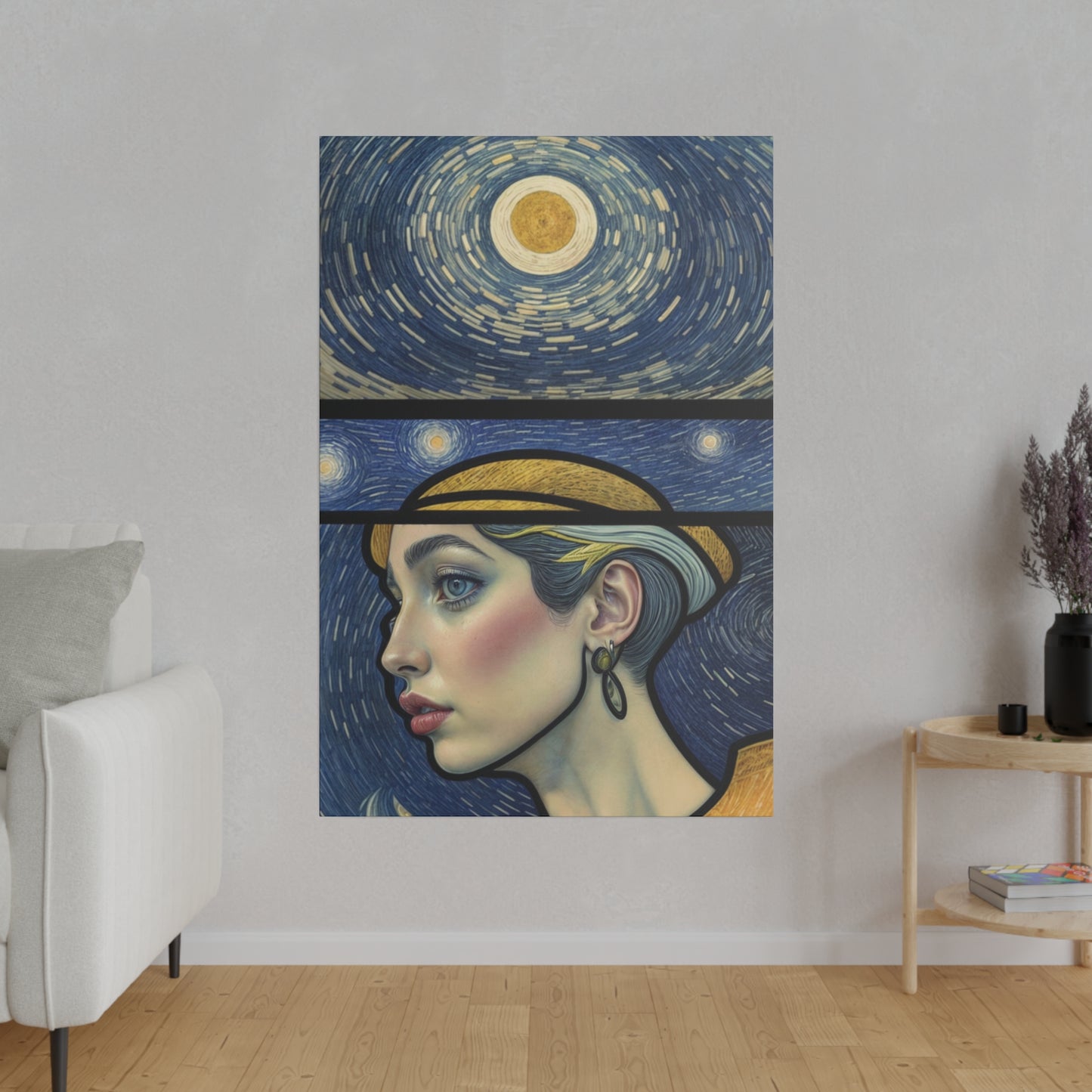 Starry Night Reverie Wall Art Canvas, Home Decor, Wall Decor, Wall Art, Fine Art Print, Surreal Art, Cosmic Scenery, Starry Night Inspired