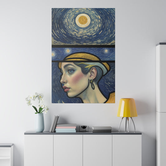 Starry Night Reverie Wall Art Canvas, Home Decor, Wall Decor, Wall Art, Fine Art Print, Surreal Art, Cosmic Scenery, Starry Night Inspired