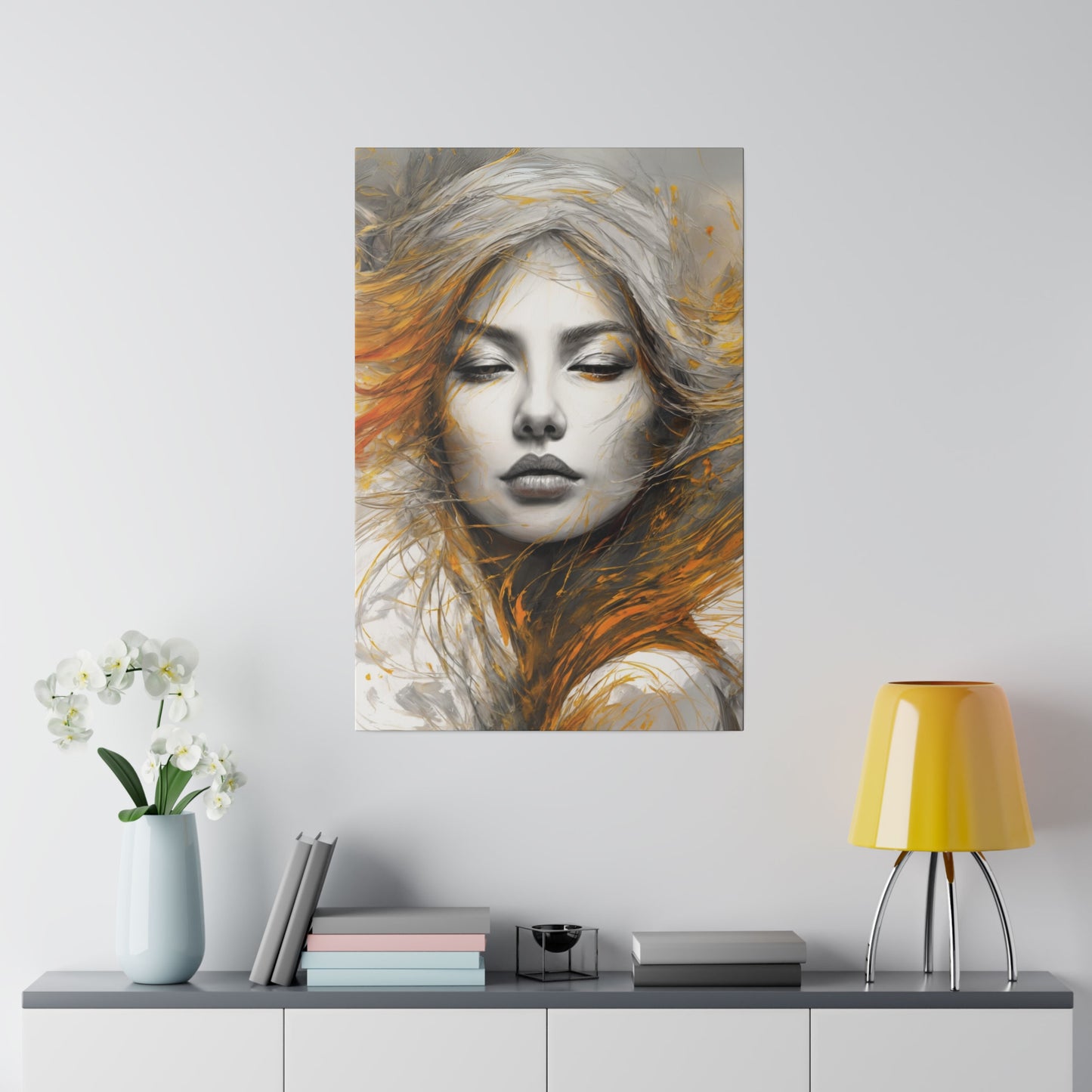 Fiery Whispers Wall Art Canvas, Home Decor, Wall Decor, Wall Art, Abstract Portrait, ModernWallDecor