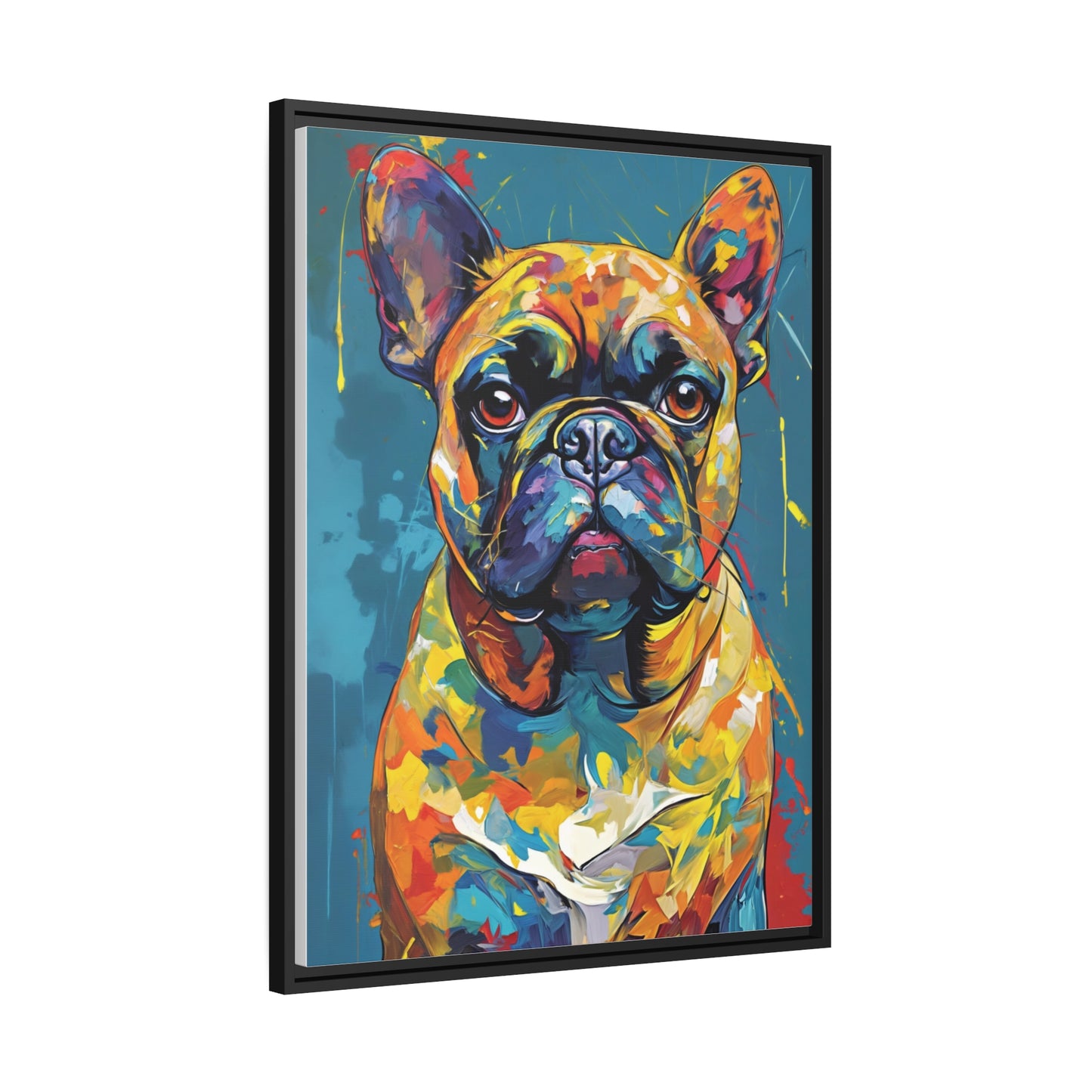Vibrant French Bulldog Portrait Canvas Print, Wall Art Canvas, Home Decor, Colorful Dog Art, Frenchie Canvas, Pet Portraits