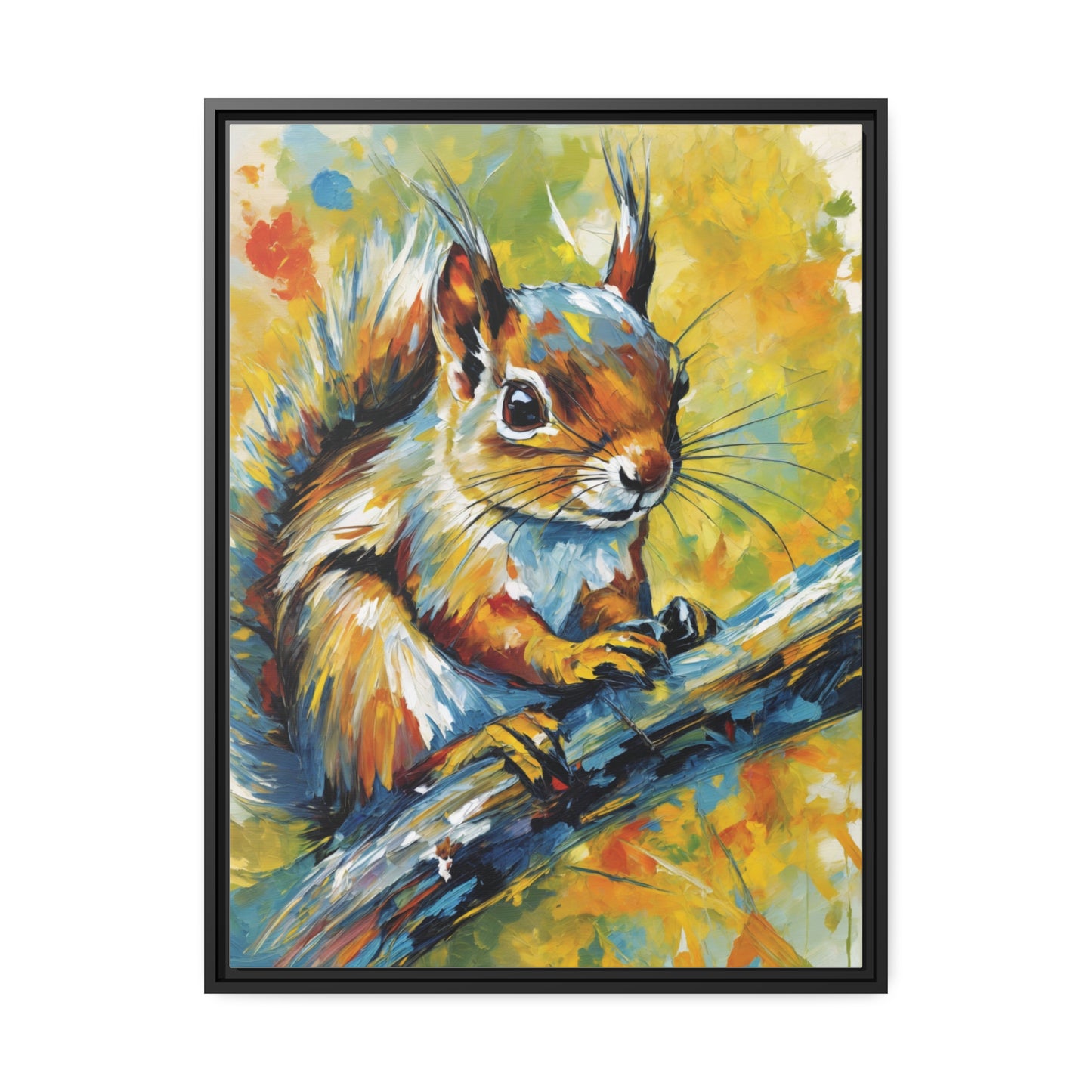 Radiant Squirrel in Motion Canvas Print, Wall Art Canvas, Home Decor, Colorful Squirrel Art, Woodland Creature Art