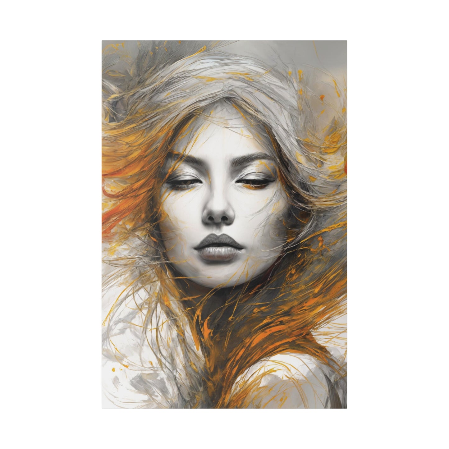 Fiery Whispers Wall Art Canvas, Home Decor, Wall Decor, Wall Art, Abstract Portrait, ModernWallDecor