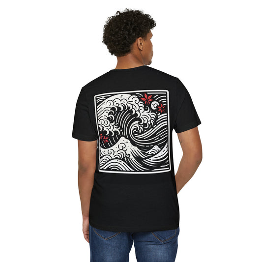 Wave Homage - Unisex Recycled Organic T-Shirt with Ocean Wave Design